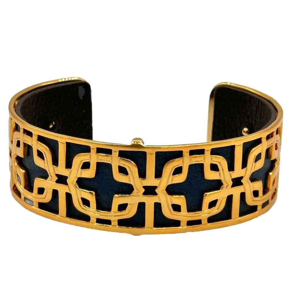 Brighton Christo INNSBRUCK Gold Plated Cuff Bracelet Leather Insert JF1563